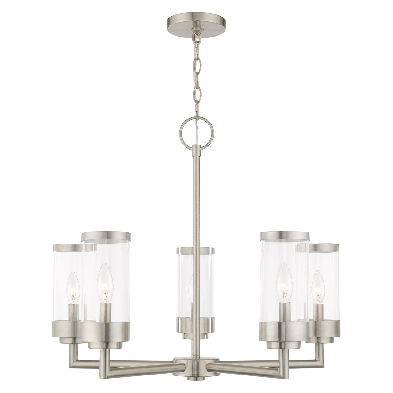 LIVEX LIGHTING 20725-91 5 Light Brushed Nickel Outdoor Chandelier