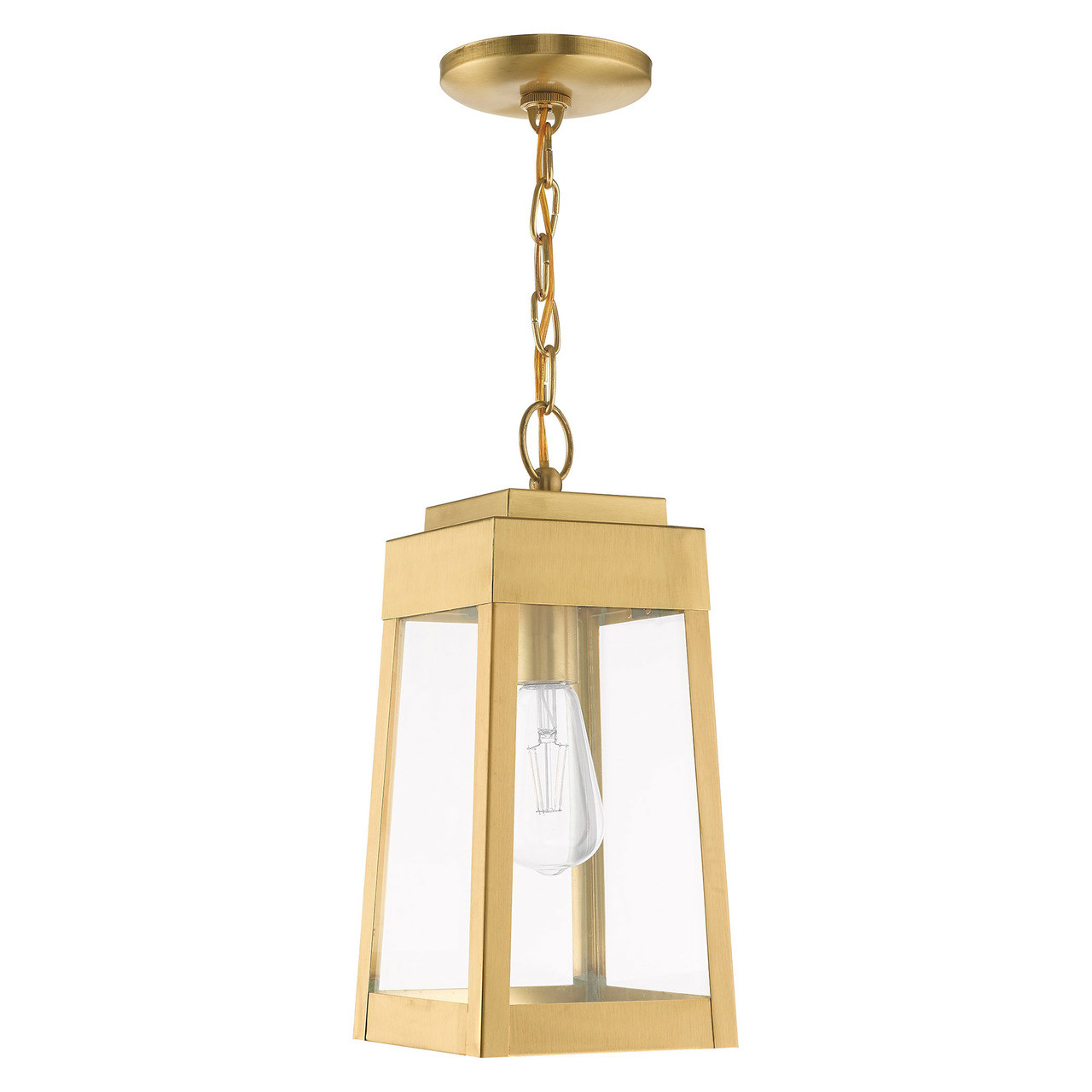 LIVEX LIGHTING 20854-12 1 Light Satin Brass Outdoor Pendant Lantern