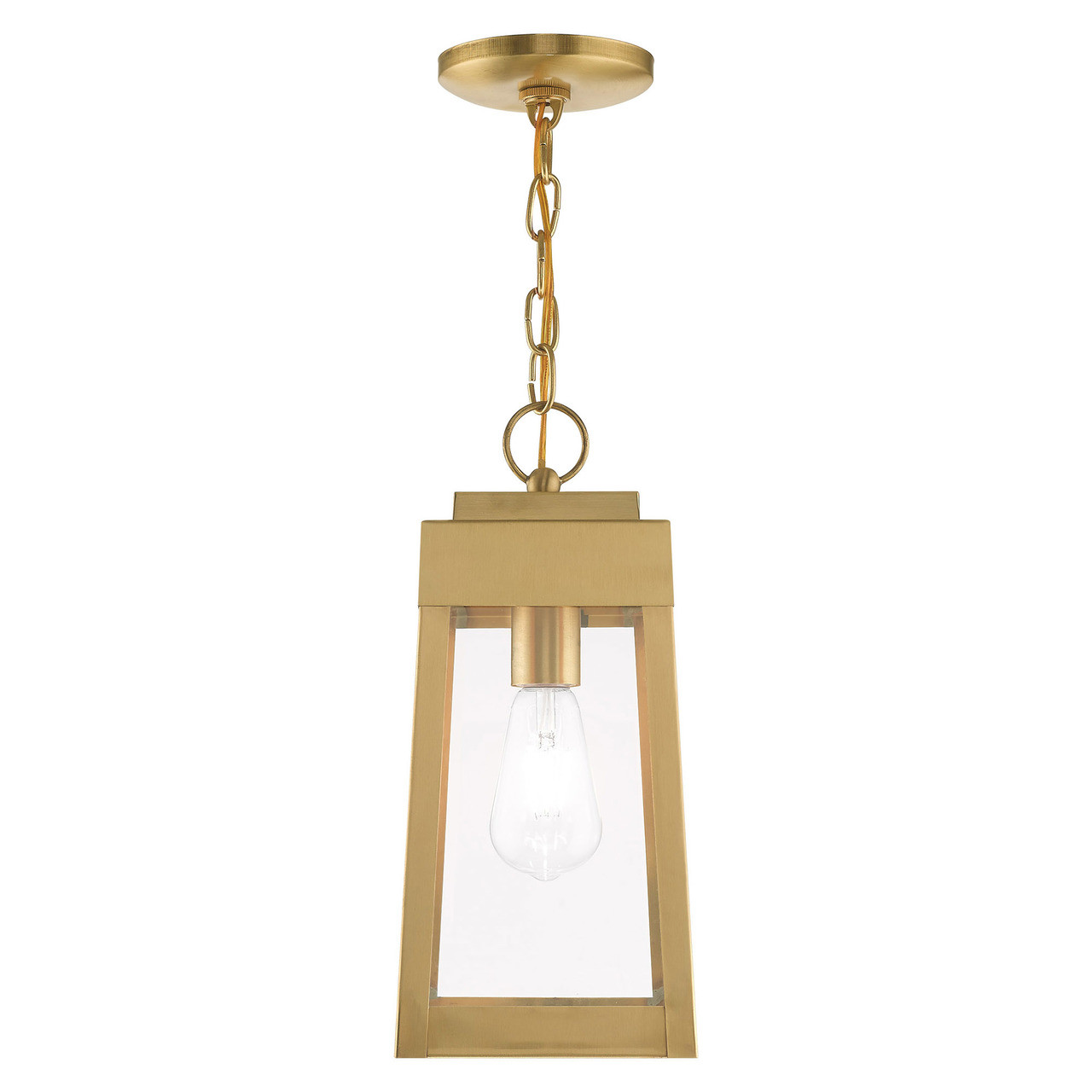 LIVEX LIGHTING 20854-12 1 Light Satin Brass Outdoor Pendant Lantern