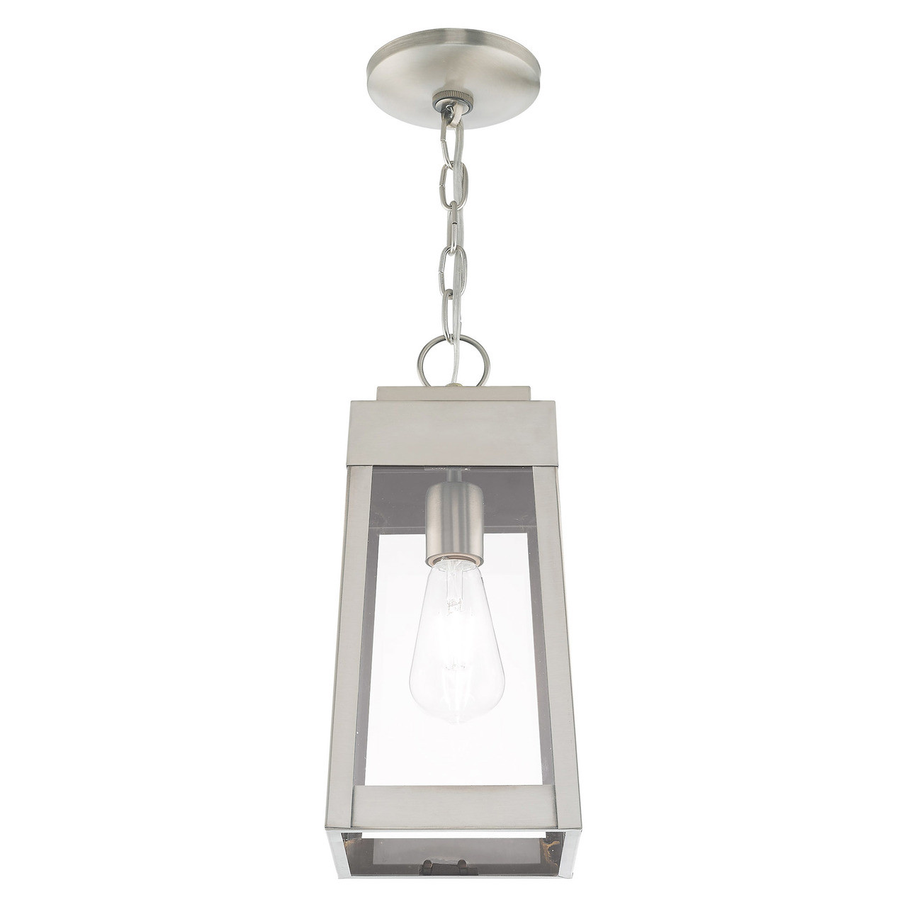 LIVEX LIGHTING 20854-91 1 Light Brushed Nickel Outdoor Pendant Lantern