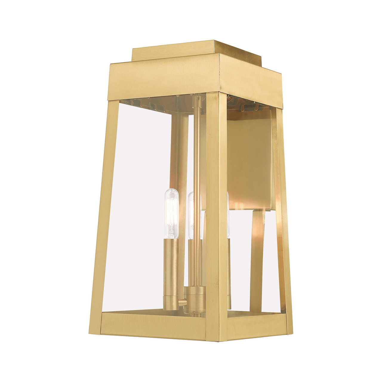 LIVEX LIGHTING 20855-12 Oslo 3-Light Wall Lantern, Satin Brass
