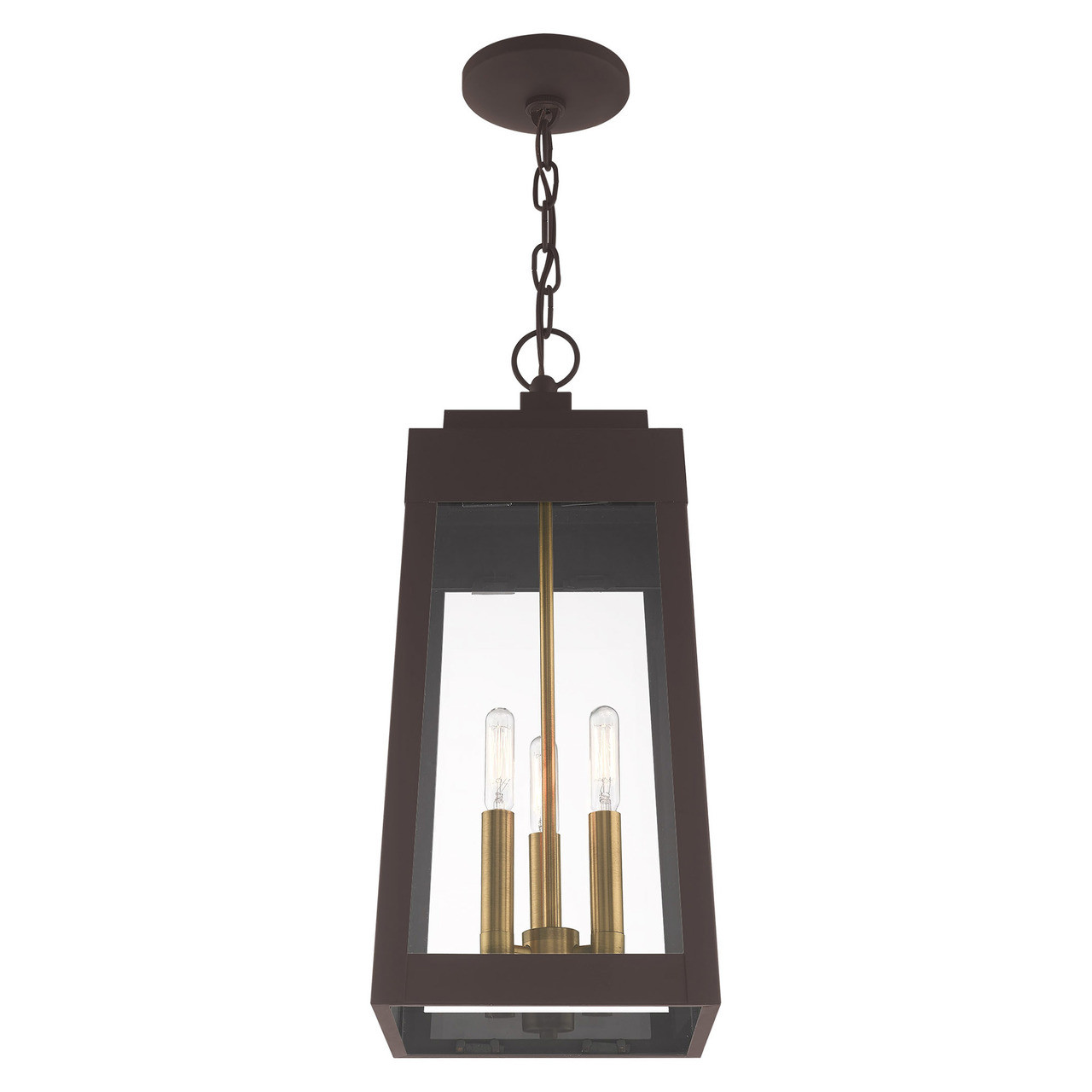 LIVEX LIGHTING 20857-07 3 Light Bronze Outdoor Pendant Lantern