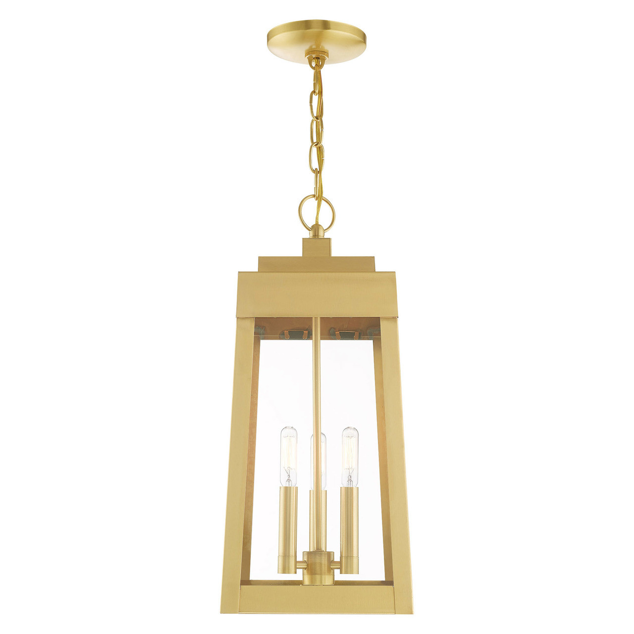 LIVEX LIGHTING 20857-12 3 Light Satin Brass Outdoor Pendant Lantern