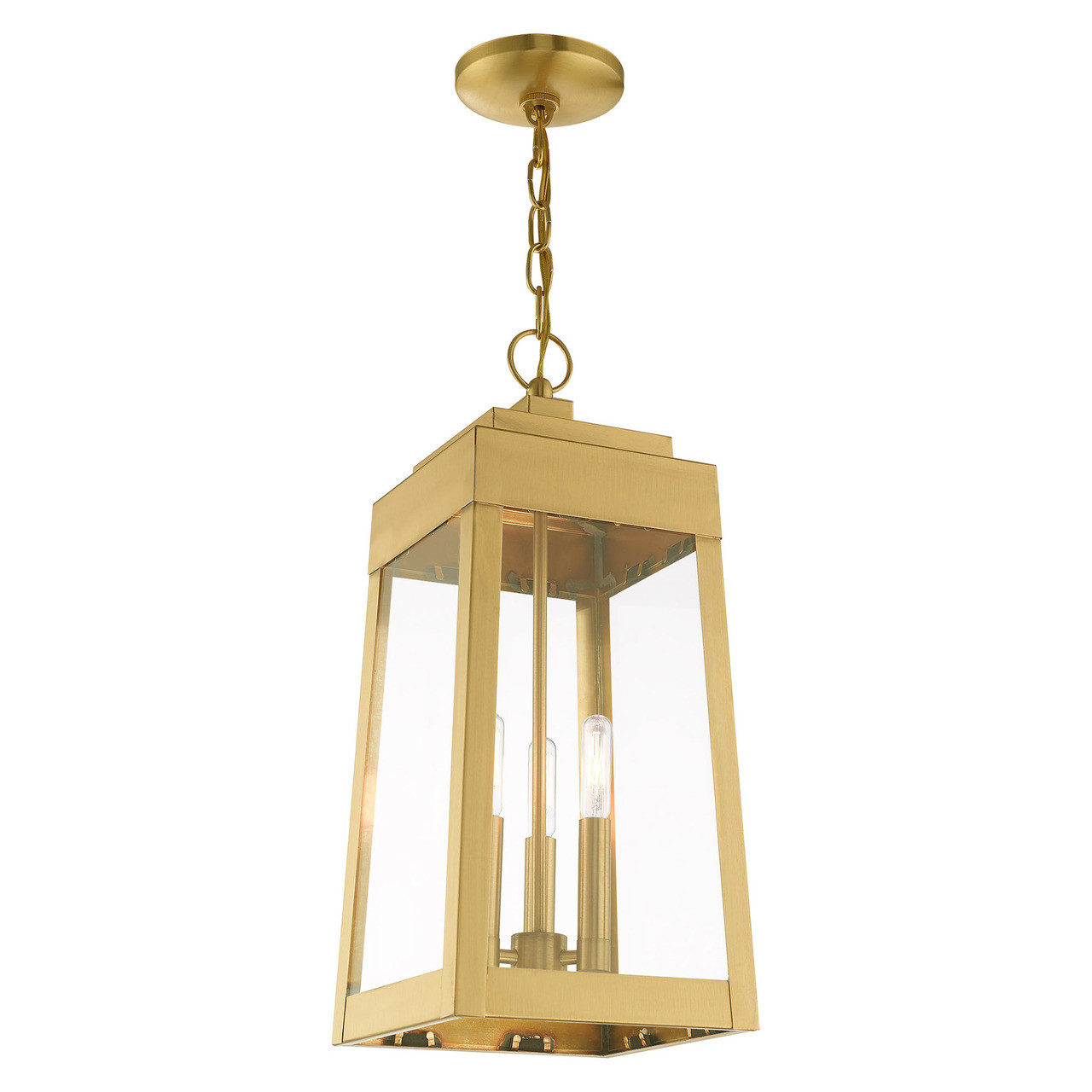 LIVEX LIGHTING 20857-12 3 Light Satin Brass Outdoor Pendant Lantern