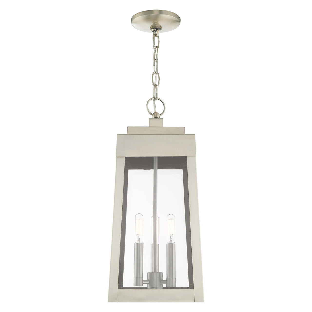 LIVEX LIGHTING 20857-91 3 Light Brushed Nickel Outdoor Pendant Lantern