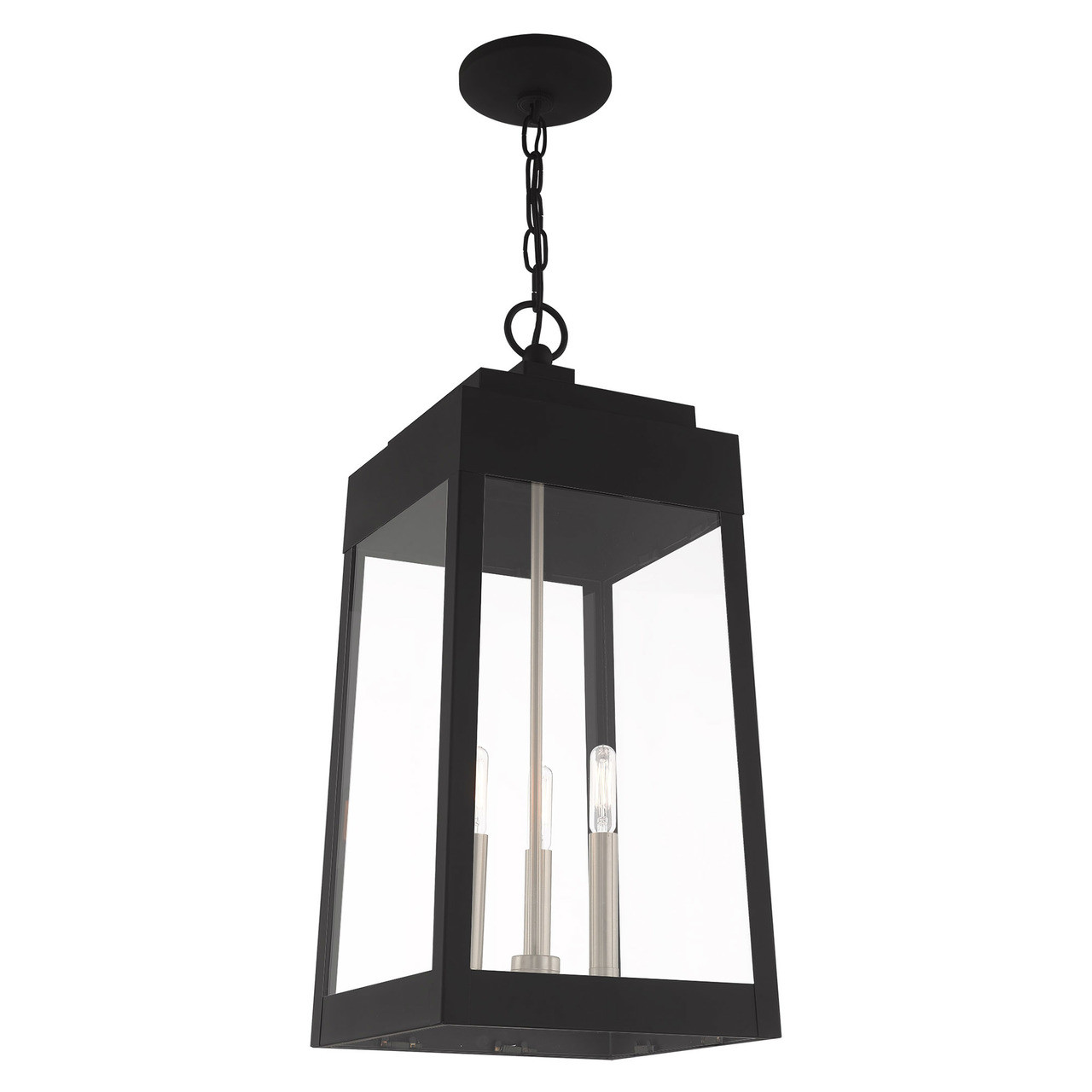 LIVEX LIGHTING 20860-04 3 Light Black Outdoor Pendant Lantern