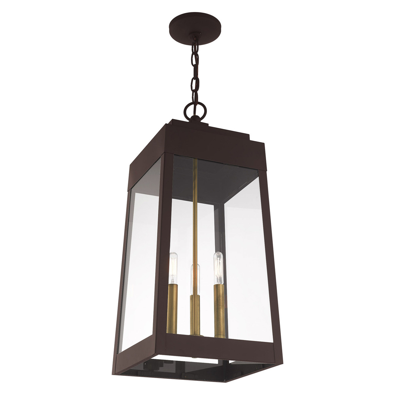 LIVEX LIGHTING 20860-07 3 Light Bronze Outdoor Pendant Lantern LIVEX LIGHTING 20860-07 3 Light Bronze Outdoor Pendant Lantern