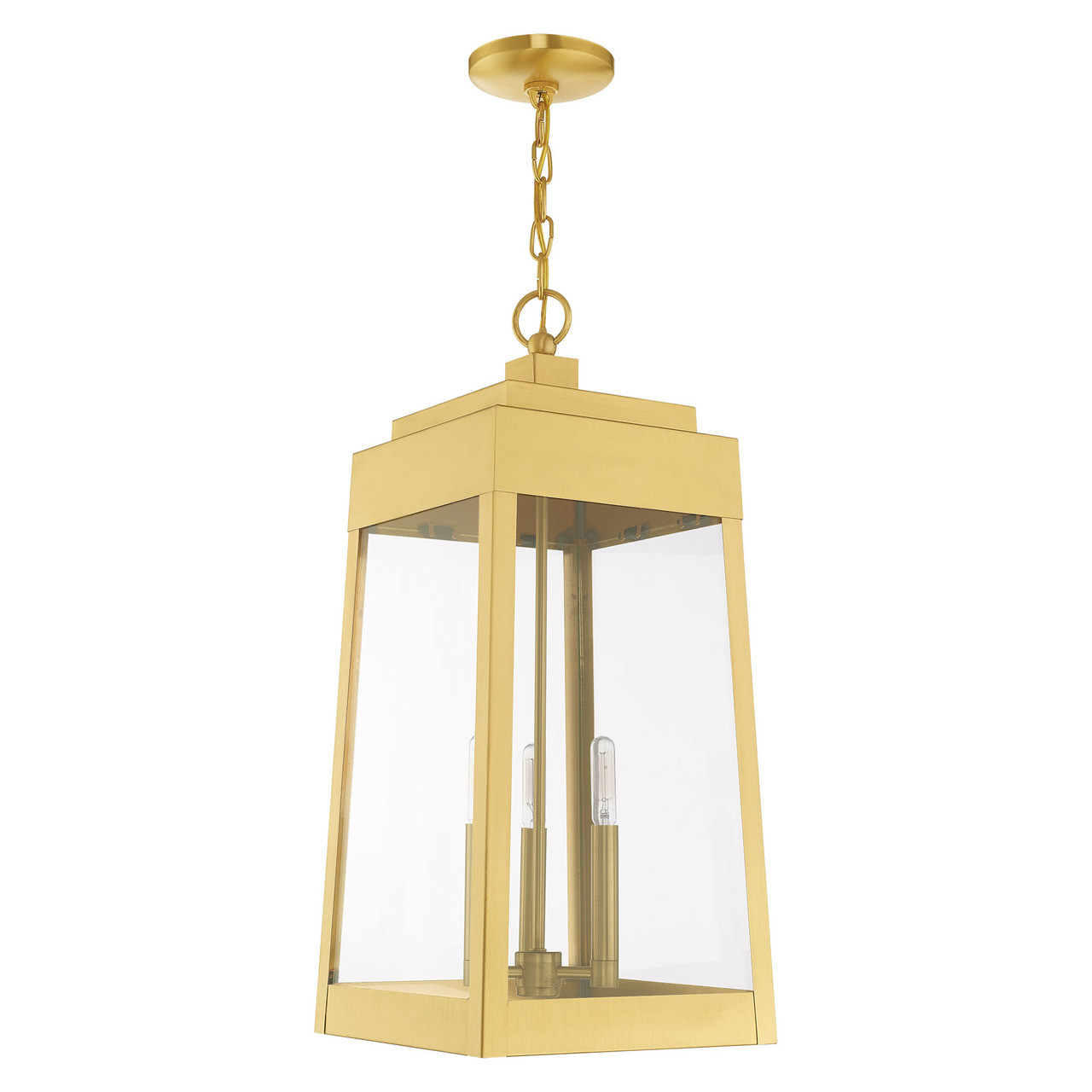 LIVEX LIGHTING 20860-12 3 Light Satin Brass Outdoor Pendant Lantern