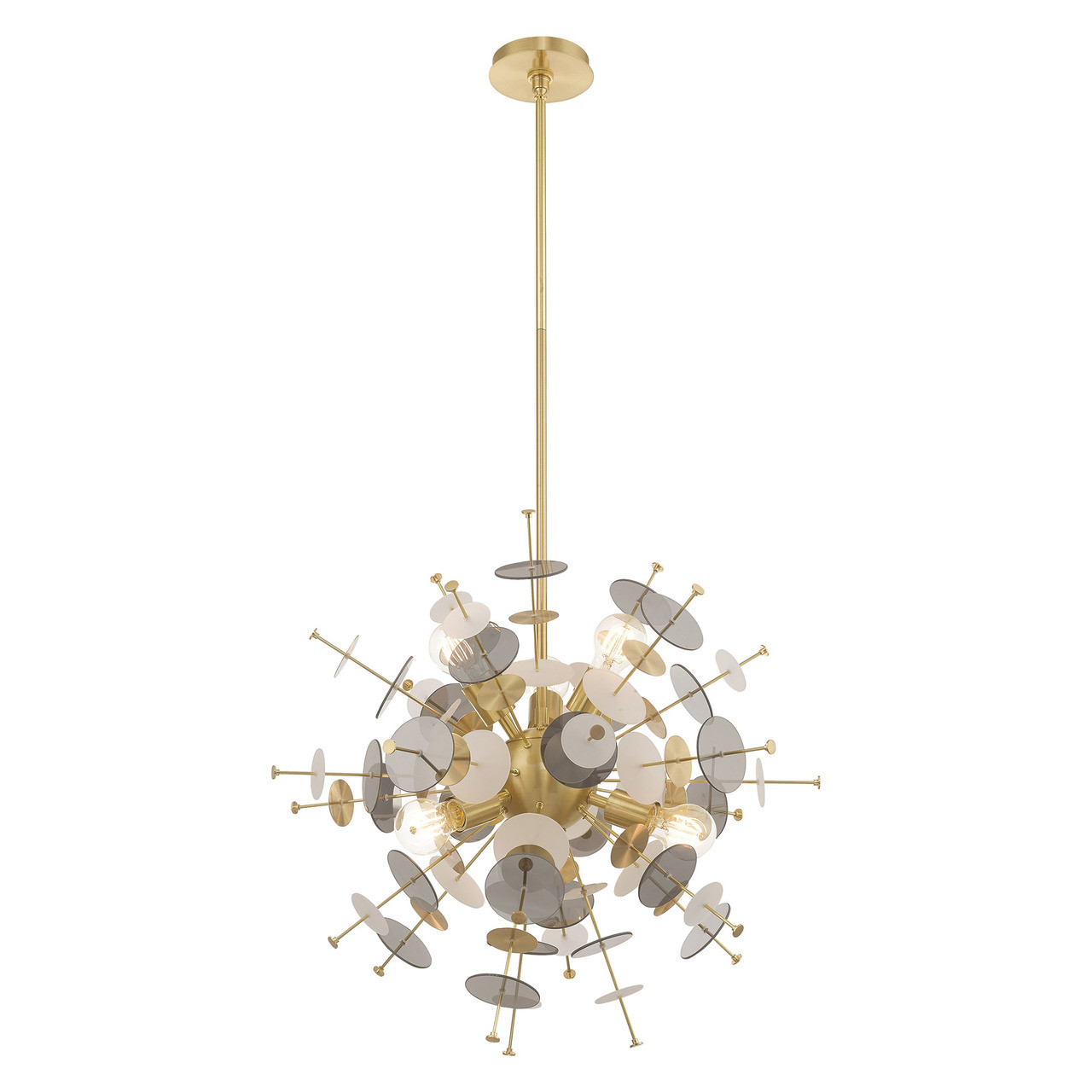 LIVEX LIGHTING 40074-12 Circulo 6-Light Pendant Chandelier, Satin Brass