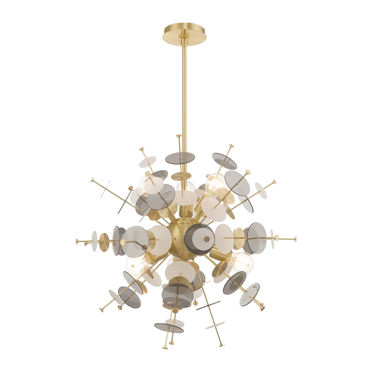 LIVEX LIGHTING 40074-12 Circulo 6-Light Pendant Chandelier, Satin Brass