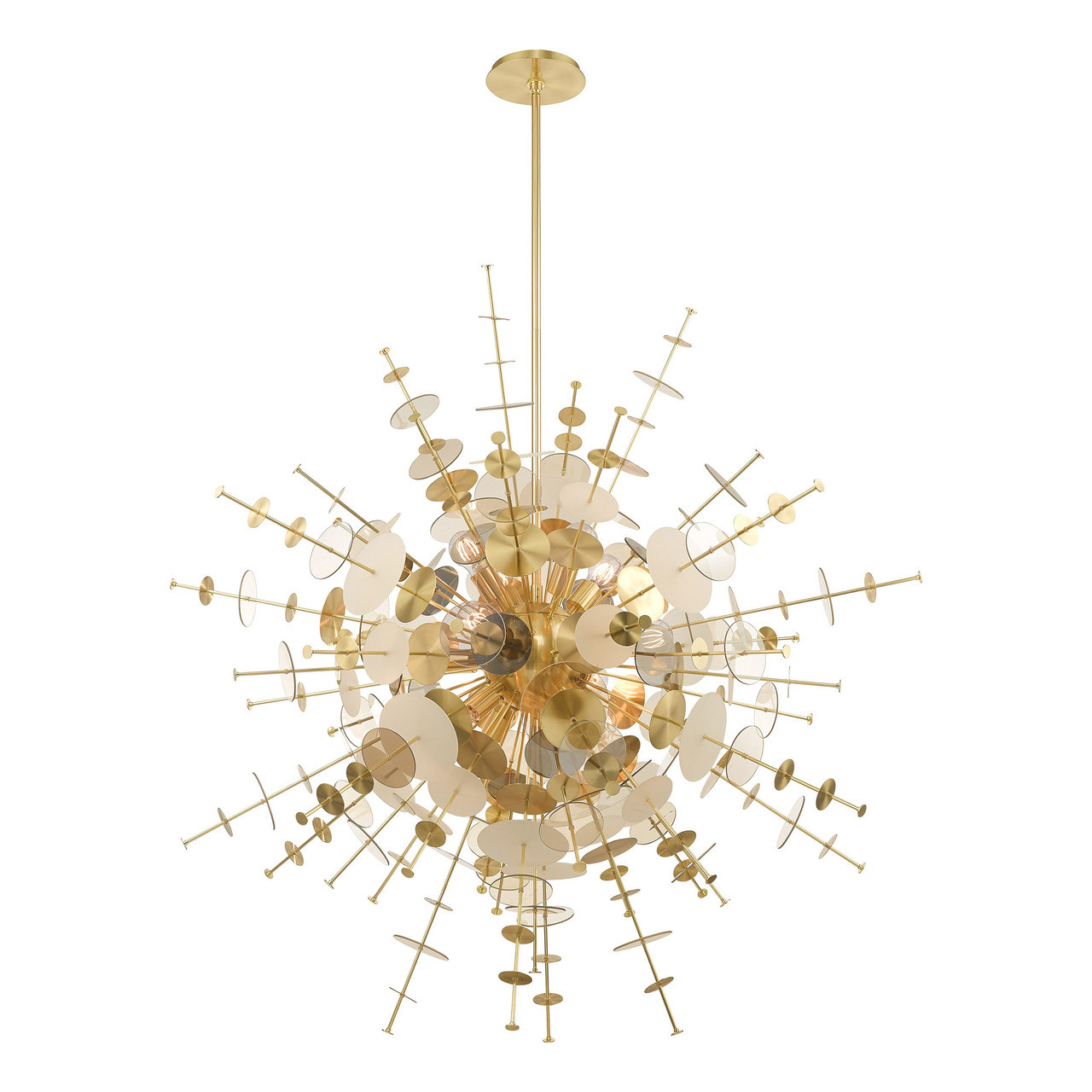 LIVEX LIGHTING 40079-12 Circulo 12-Light Grand Foyer Pendant Chandelier, Satin Brass