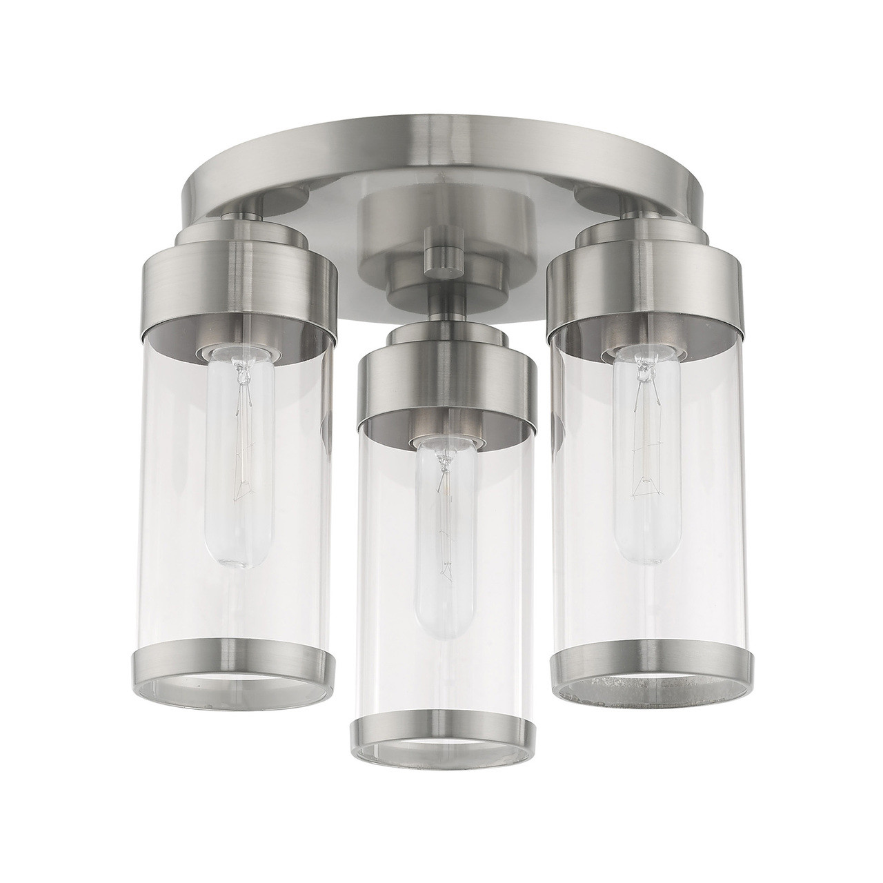 LIVEX LIGHTING 40474-91 Hillcrest 3-Light Ceiling Mount, Brushed Nickel