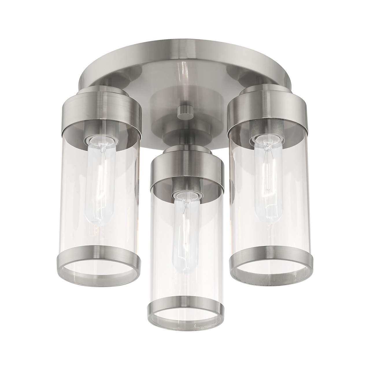 LIVEX LIGHTING 40474-91 Hillcrest 3-Light Ceiling Mount, Brushed Nickel