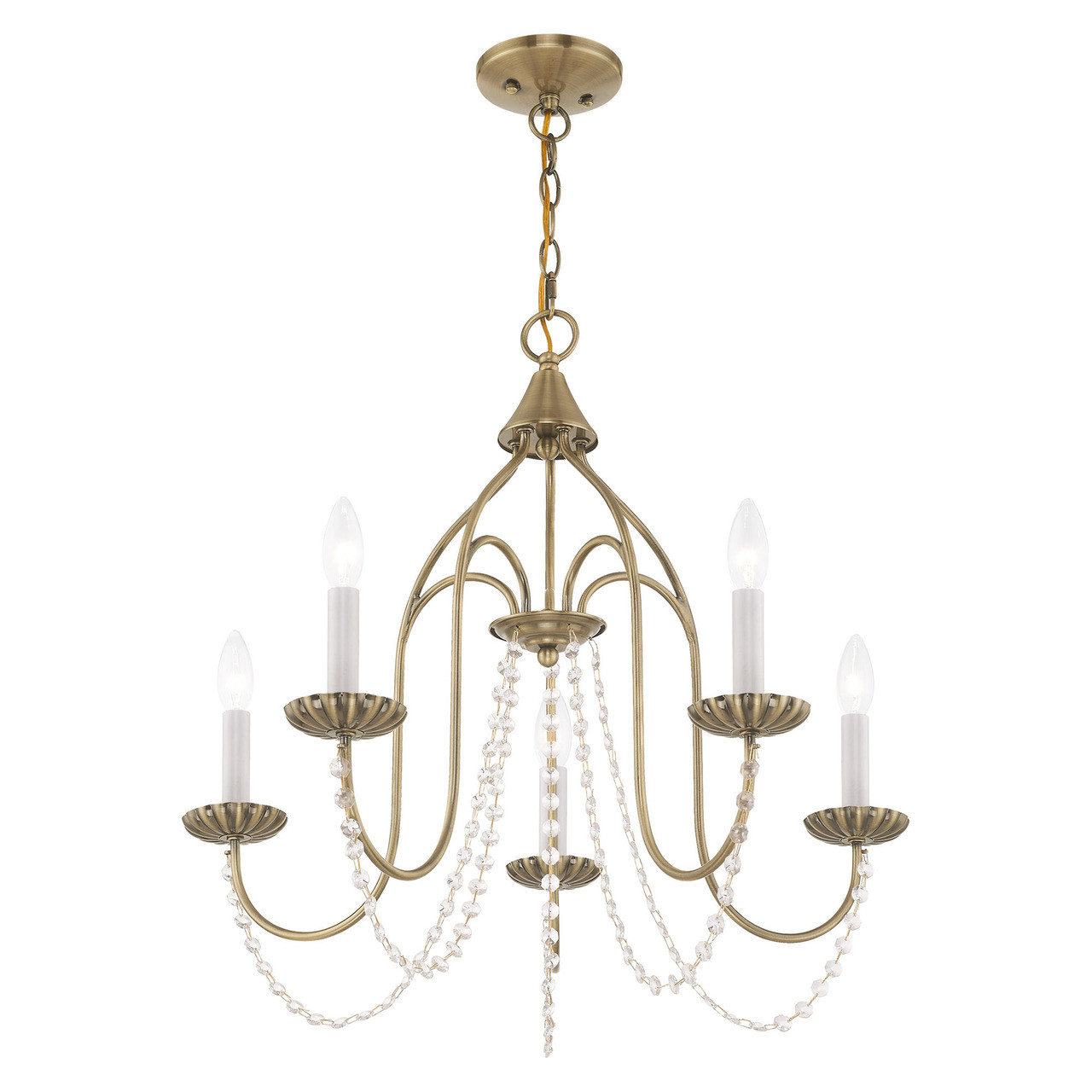 LIVEX LIGHTING 40795-01 Alessia 5-Light Chandelier, Antique Brass