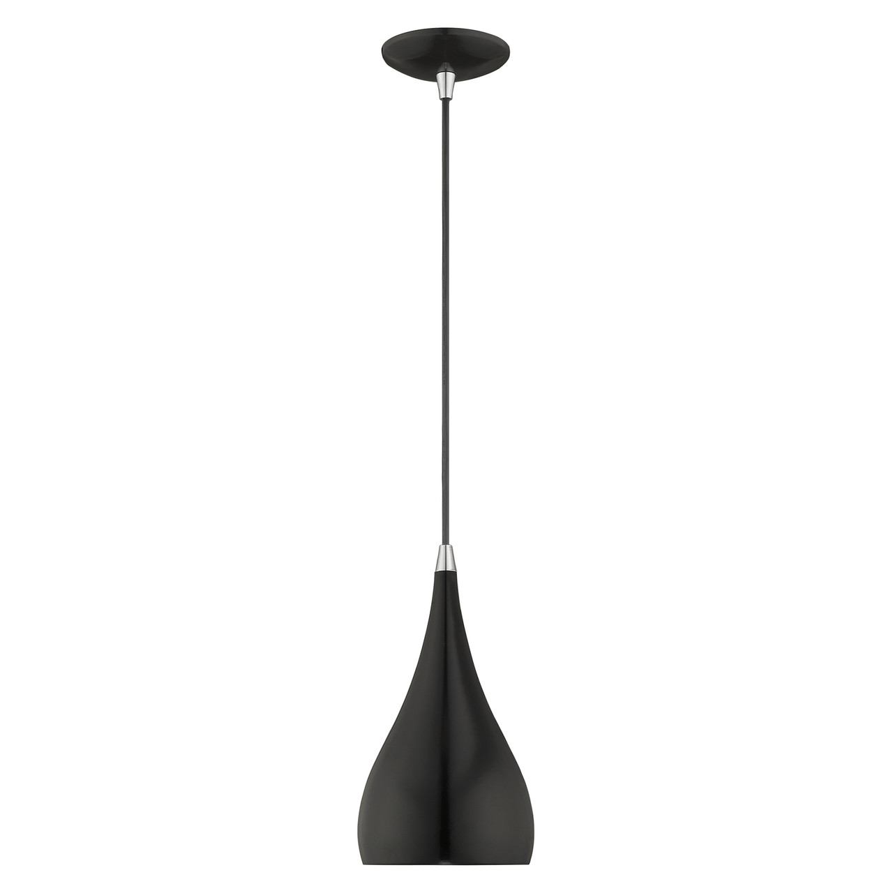 LIVEX LIGHTING 41171-68 1-Light Mini Pendant, Shiny Black