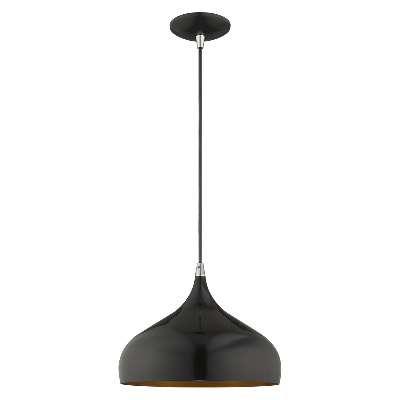 LIVEX LIGHTING 41172-68 1-Light Mini Pendant, Shiny Black