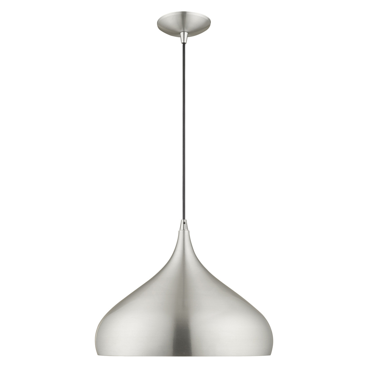 LIVEX LIGHTING 41174-66 1-Light Mini Pendant, Brushed Aluminum