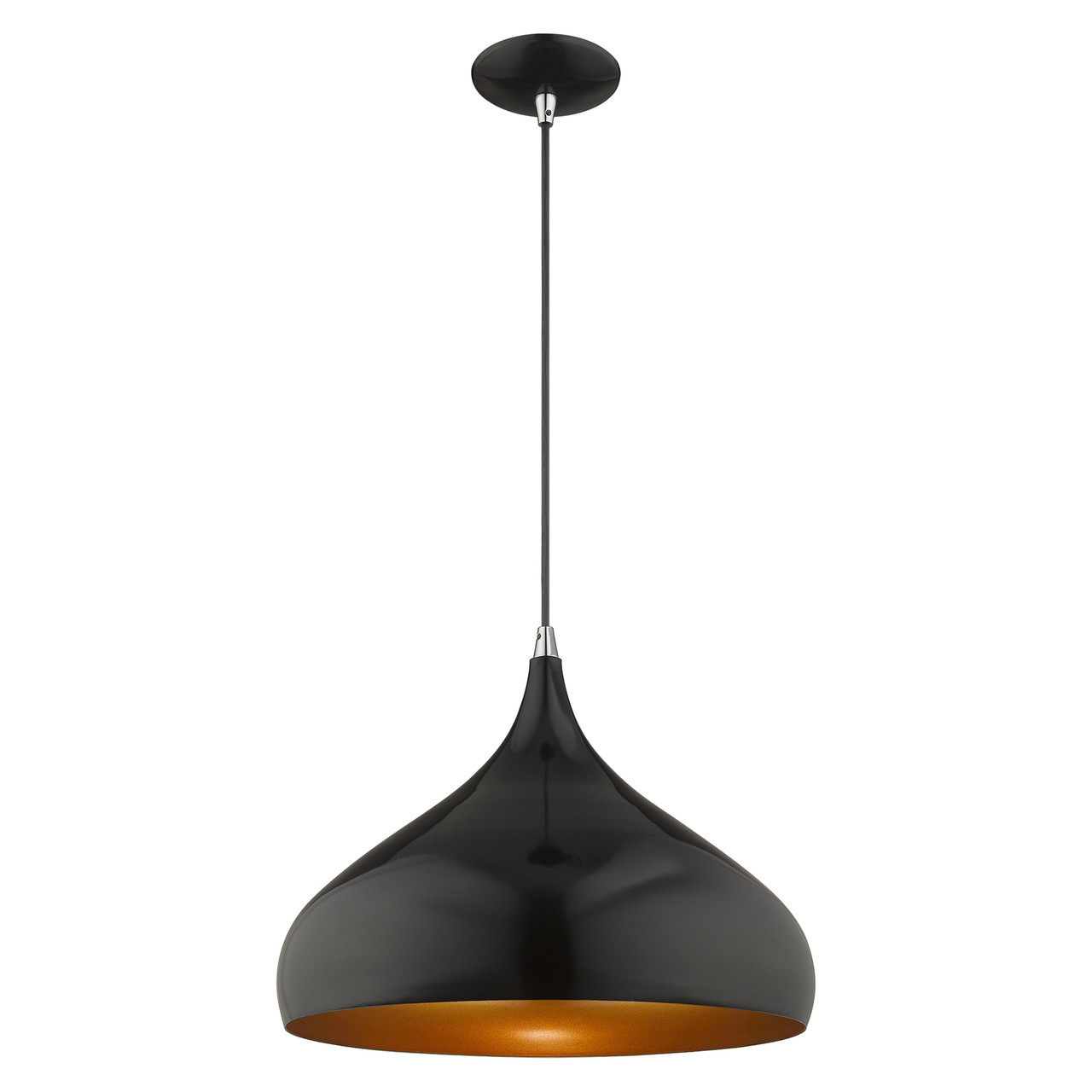 LIVEX LIGHTING 41174-68 1-Light Mini Pendant, Shiny Black