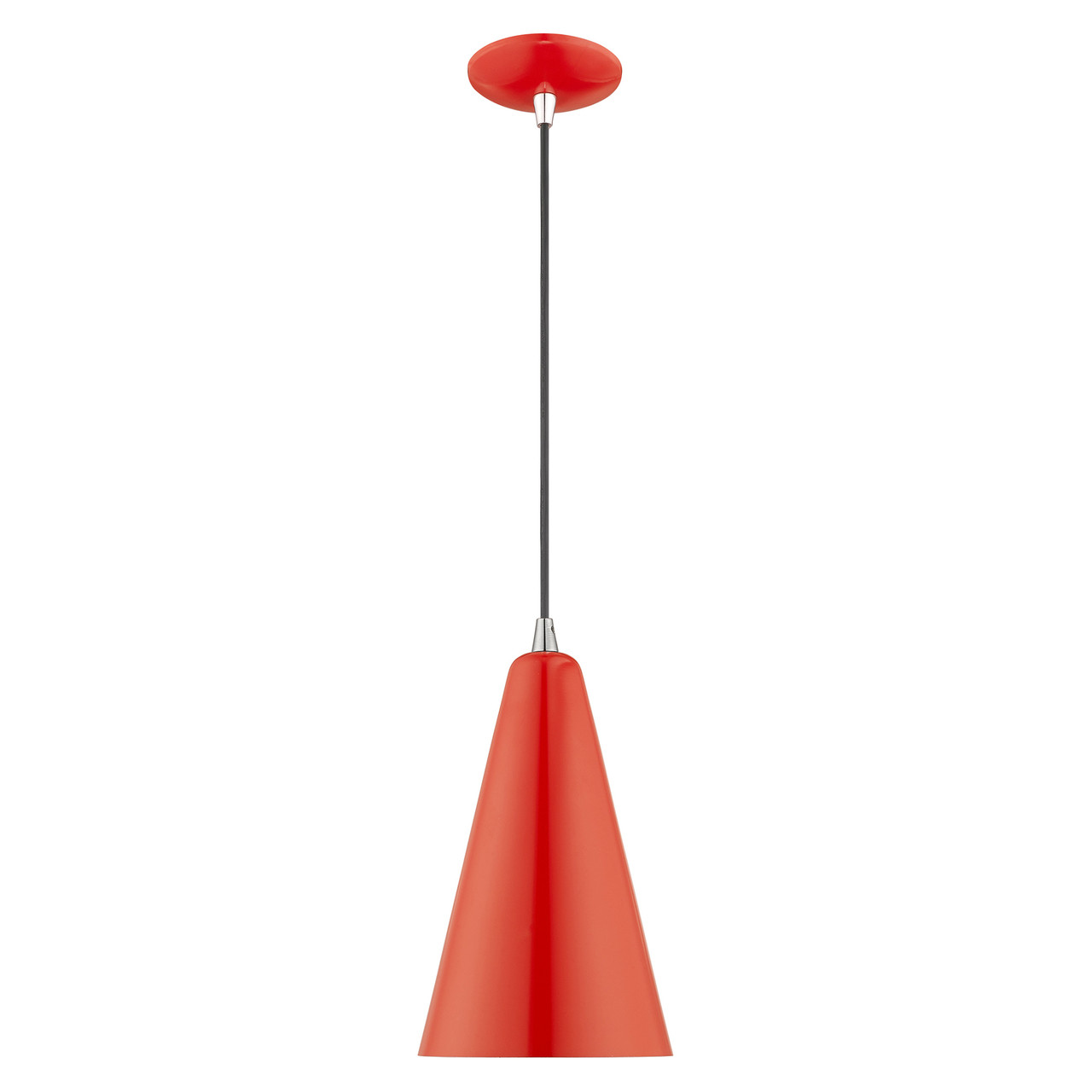 LIVEX LIGHTING 41175-72 1-Light Mini Pendant, Shiny Red