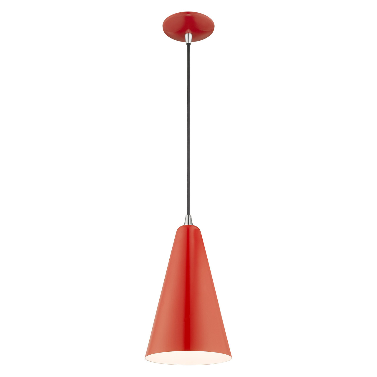 LIVEX LIGHTING 41175-72 1-Light Mini Pendant, Shiny Red