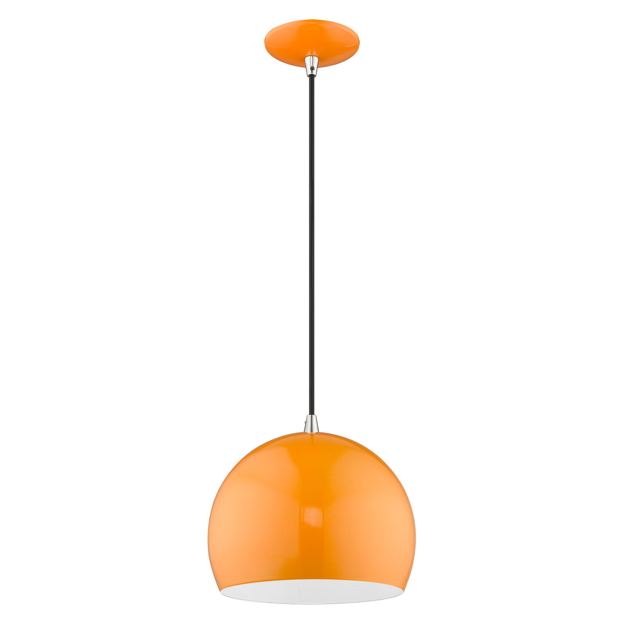 LIVEX LIGHTING 41181-77 1-Light Mini Pendant, Shiny Orange