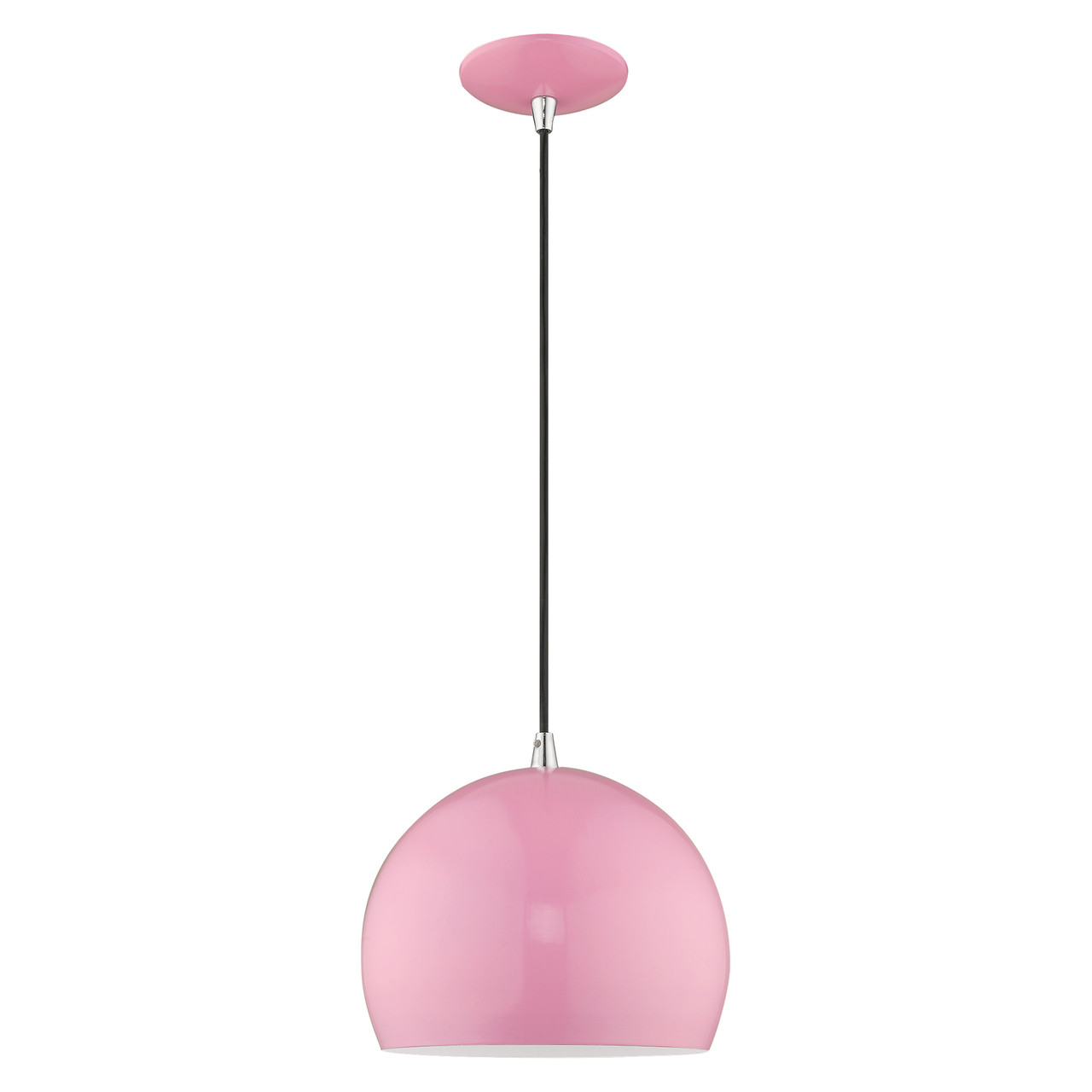 LIVEX LIGHTING 41181-79 1-Light Mini Pendant, Shiny Pink