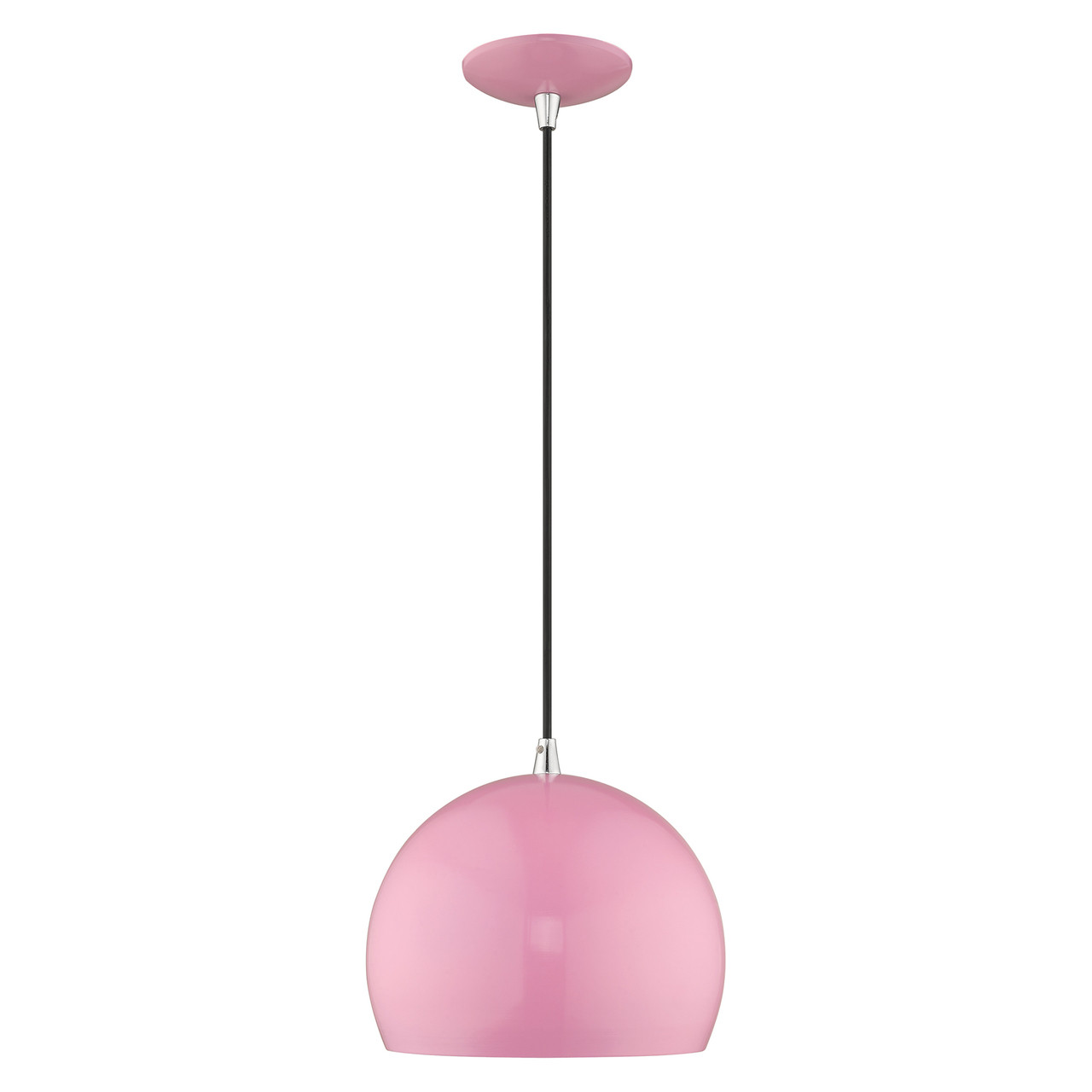 LIVEX LIGHTING 41181-79 1-Light Mini Pendant, Shiny Pink