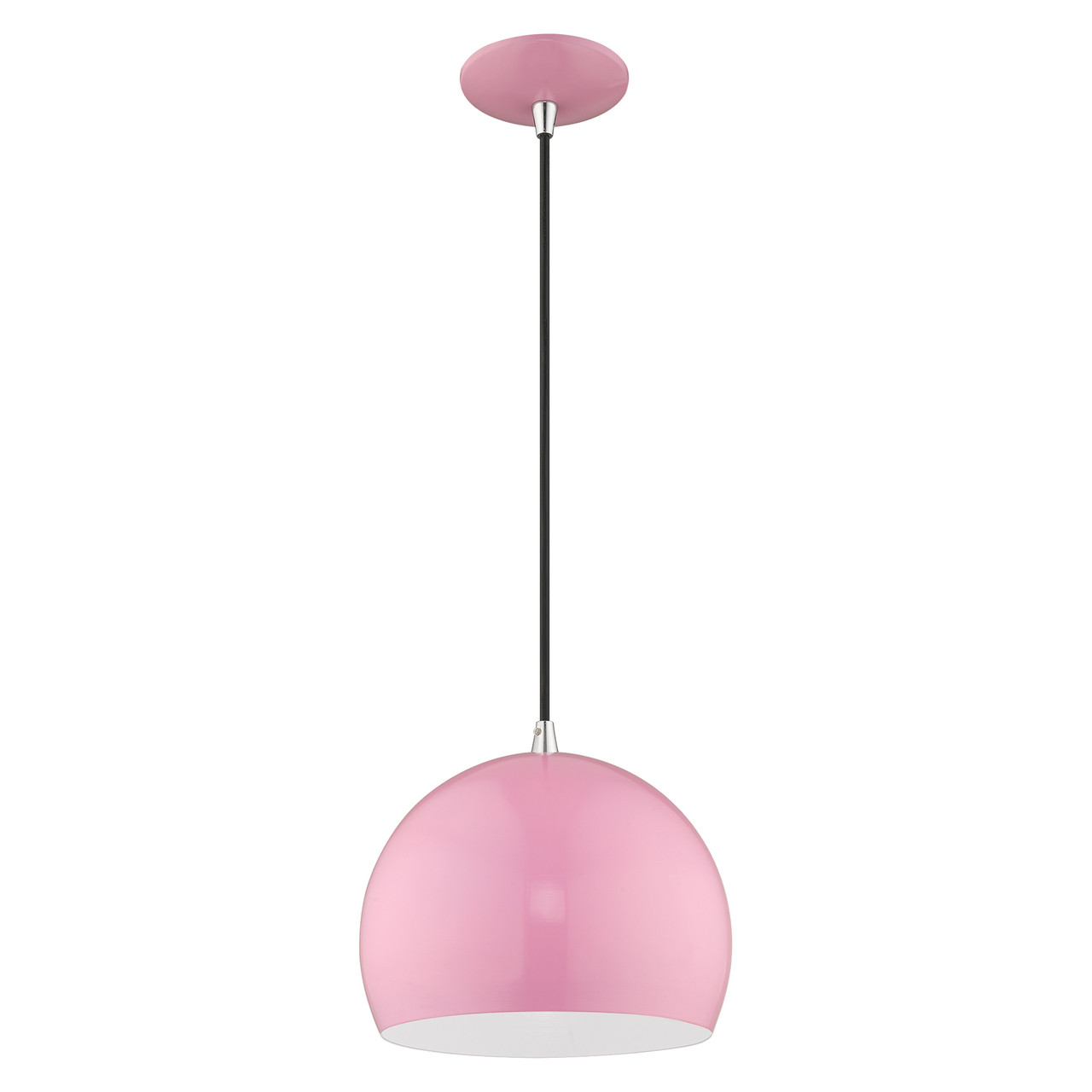 LIVEX LIGHTING 41181-79 1-Light Mini Pendant, Shiny Pink