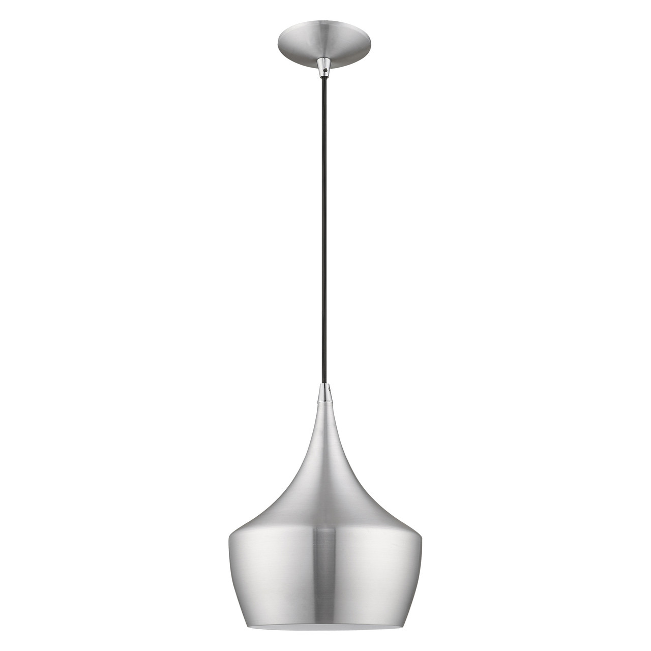 LIVEX LIGHTING 41186-66 1-Light Mini Pendant, Brushed Aluminum