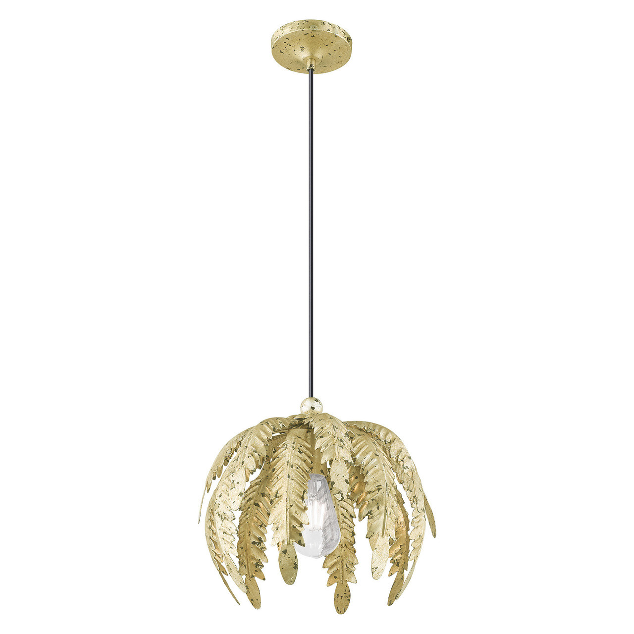 LIVEX LIGHTING 41231-28 Acanthus 1-Light Mini Pendant, Winter Gold
