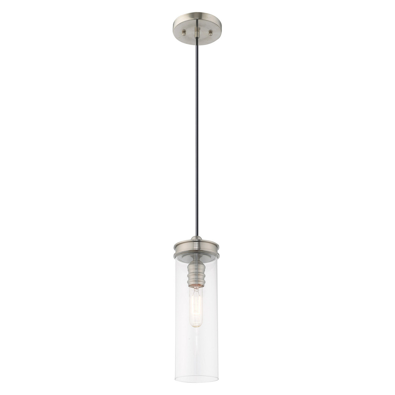 LIVEX LIGHTING 41236-91 1-Light Mini Pendant, Brushed Nickel