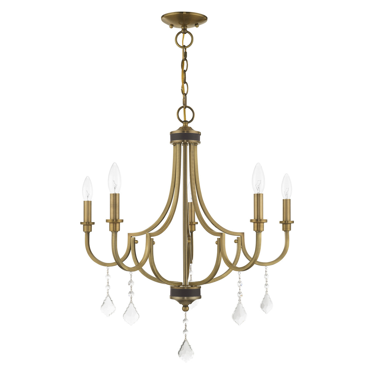 LIVEX LIGHTING 41275-01 Glendale 5-Light Chandelier, Antique Brass LIVEX LIGHTING 41275-01 Glendale 5-Light Chandelier, Antique Brass