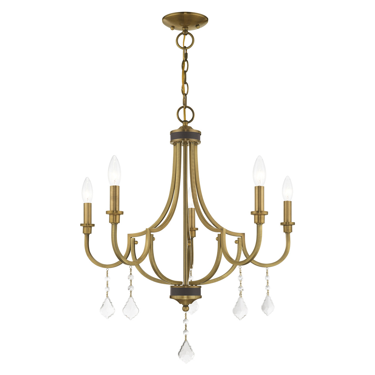 LIVEX LIGHTING 41275-01 Glendale 5-Light Chandelier, Antique Brass LIVEX LIGHTING 41275-01 Glendale 5-Light Chandelier, Antique Brass