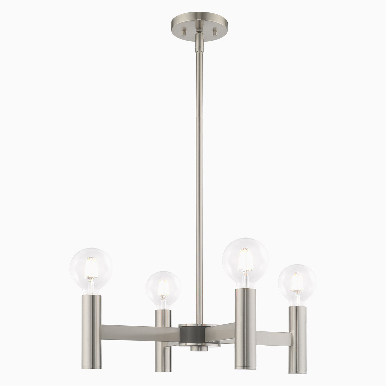 LIVEX LIGHTING 51134-91 Copenhagen 4-Light Mini Chandelier, Brushed Nickel