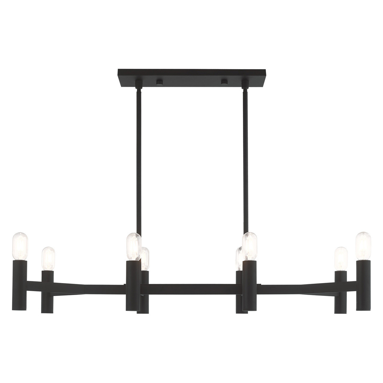 LIVEX LIGHTING 51138-04 Copenhagen 8-Light Linear Chandelier, Black