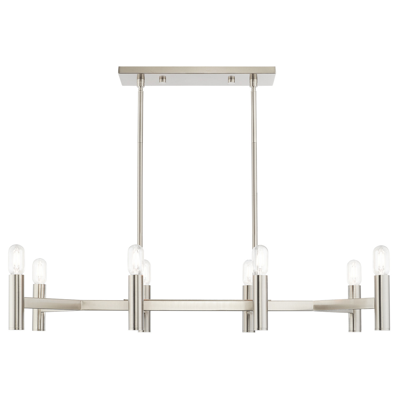 LIVEX LIGHTING 51138-91 Copenhagen 8-Light Linear Chandelier, Brushed Nickel