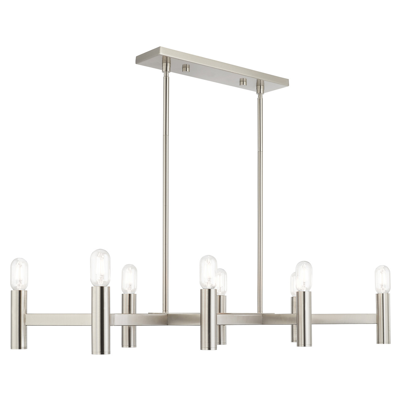 LIVEX LIGHTING 51138-91 Copenhagen 8-Light Linear Chandelier, Brushed Nickel