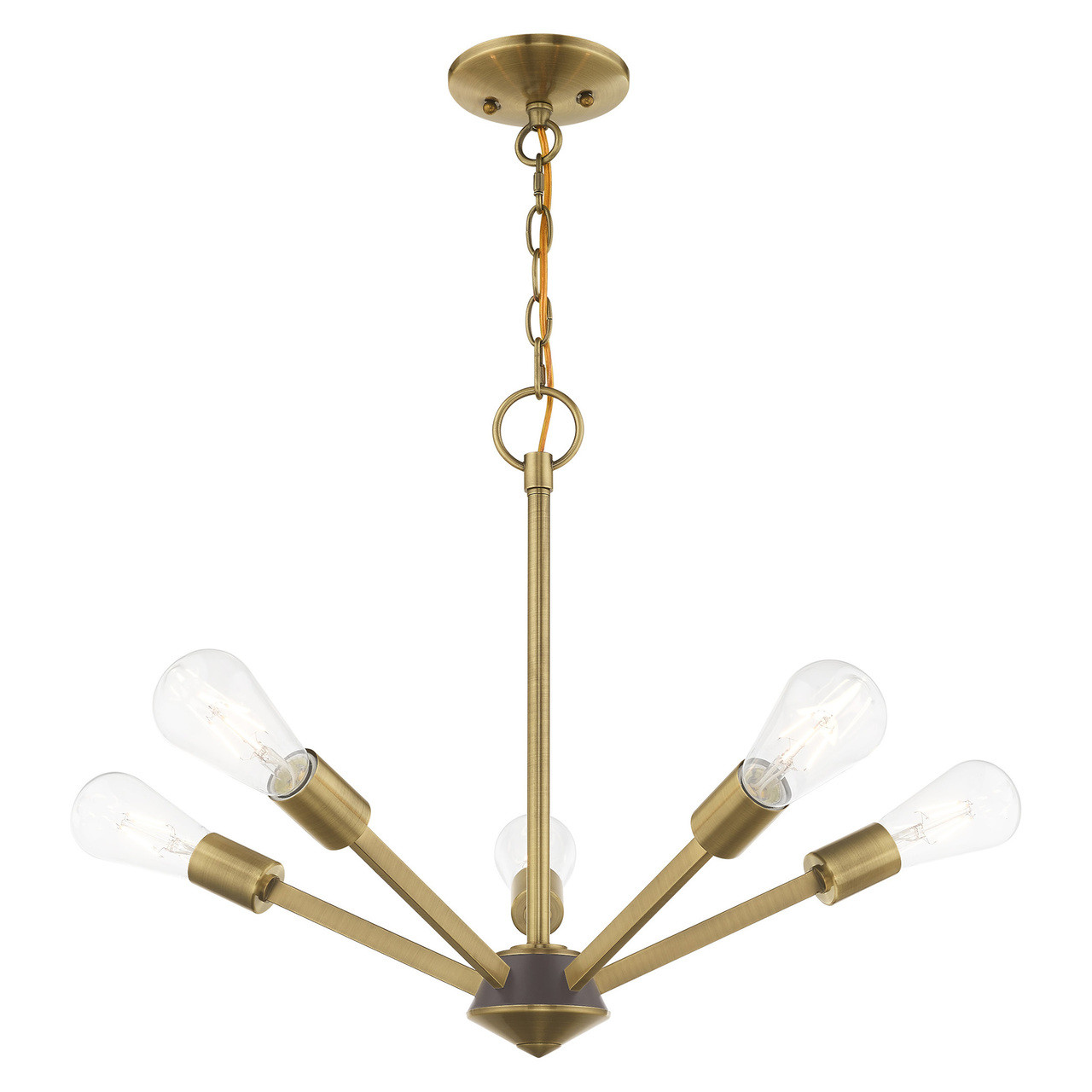 LIVEX LIGHTING 51155-01 Prague 5-Light Chandelier, Antique Brass