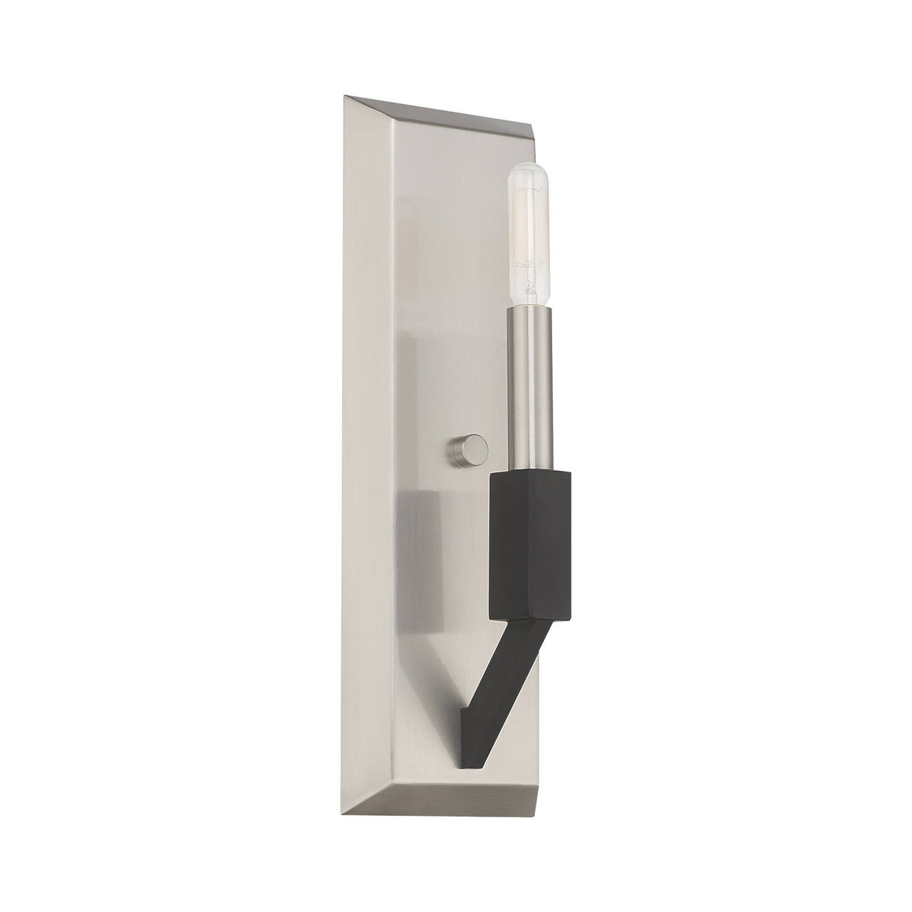 LIVEX LIGHTING 51161-91 1 Light Brushed Nickel & Black ADA Wall Sconce