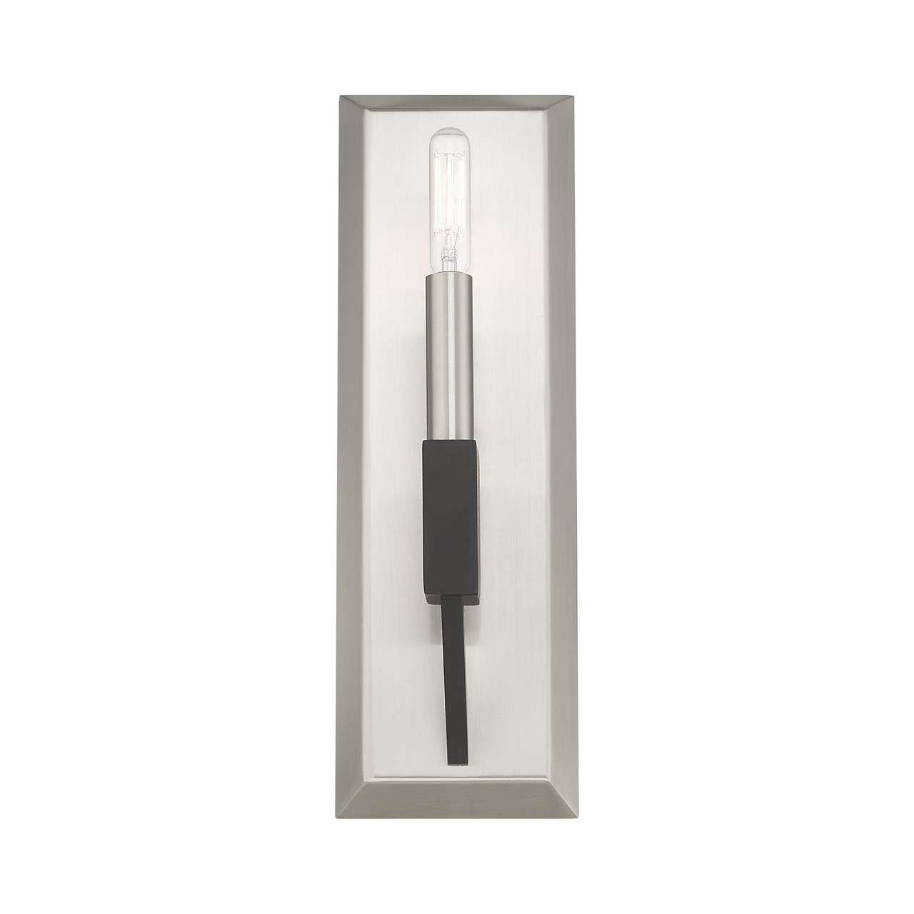 LIVEX LIGHTING 51161-91 1 Light Brushed Nickel & Black ADA Wall Sconce