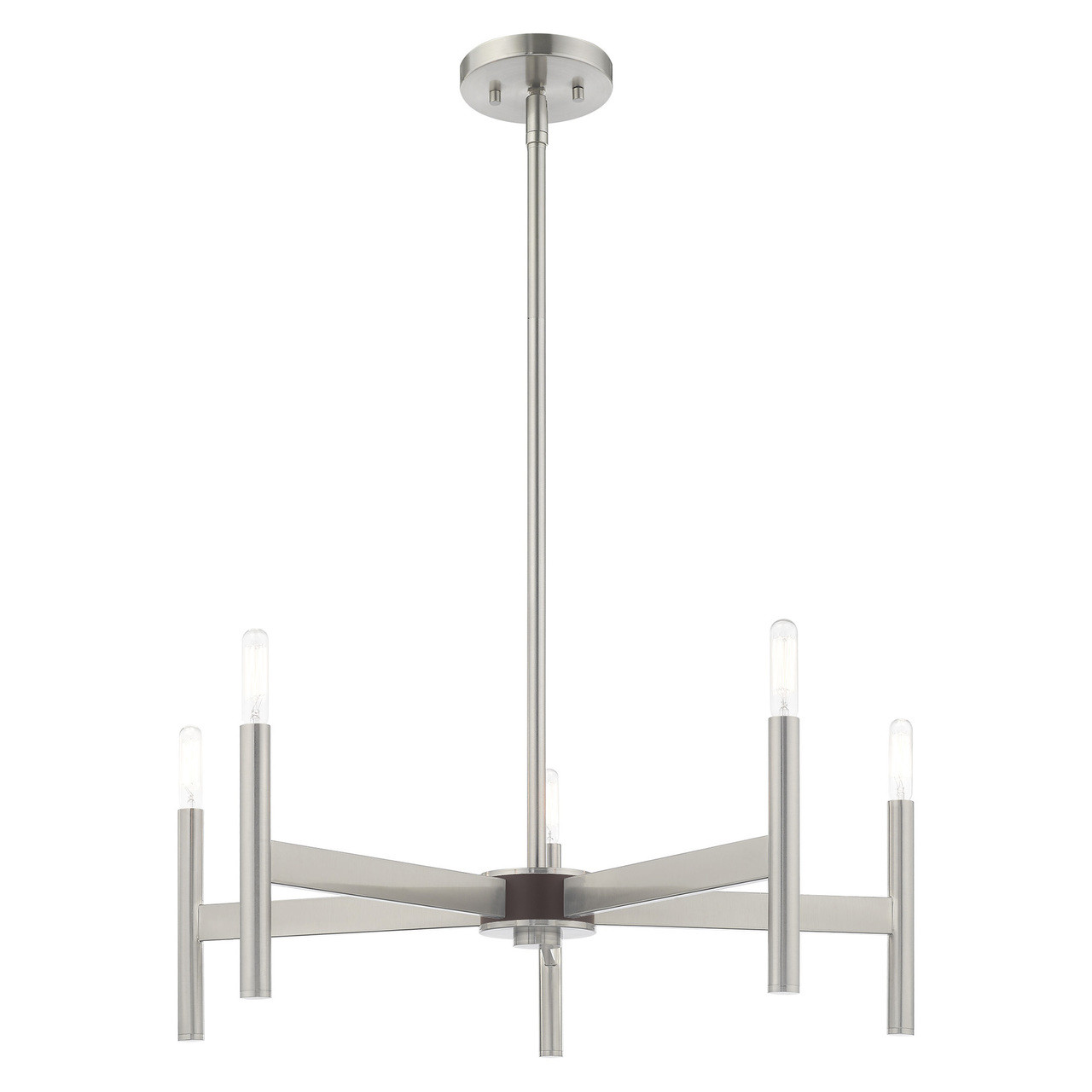 LIVEX LIGHTING 51175-91 Copenhagen 5-Light Chandelier, Brushed Nickel