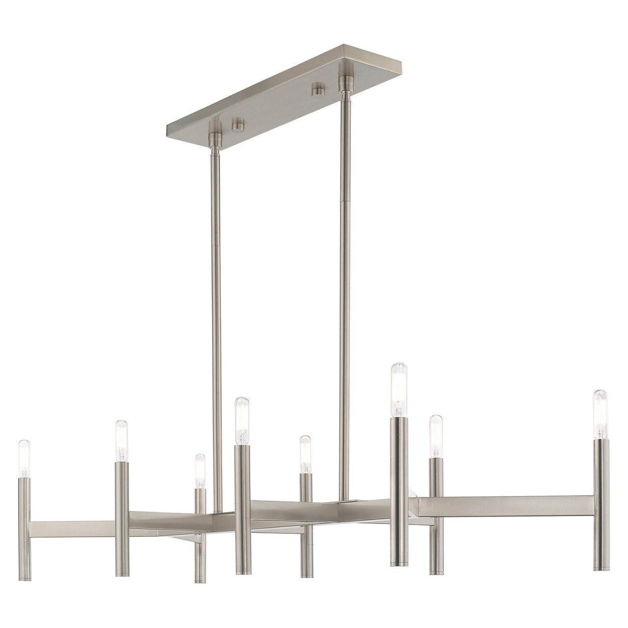 LIVEX LIGHTING 51178-91 Copenhagen 8-Light Linear Chandelier, Brushed Nickel