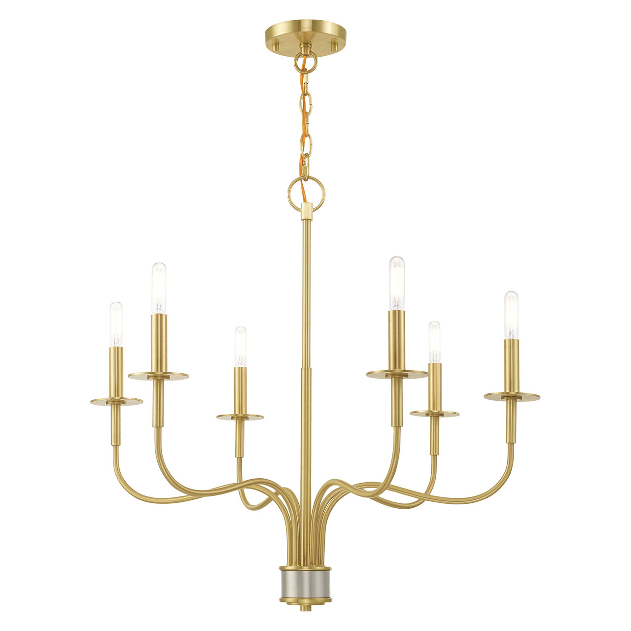 LIVEX LIGHTING 51326-12 Lisbon 6-Light Chandelier, Satin Brass