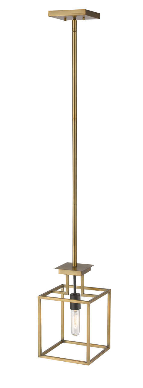 Z-LITE 456MP-OBR-BRZ 1 Light Mini Pendant, Olde Brass + Bronze