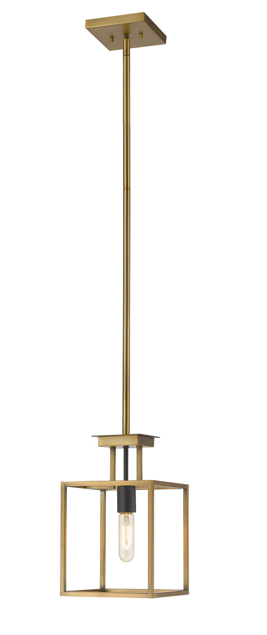 Z-LITE 456MP-OBR-BRZ 1 Light Mini Pendant, Olde Brass + Bronze
