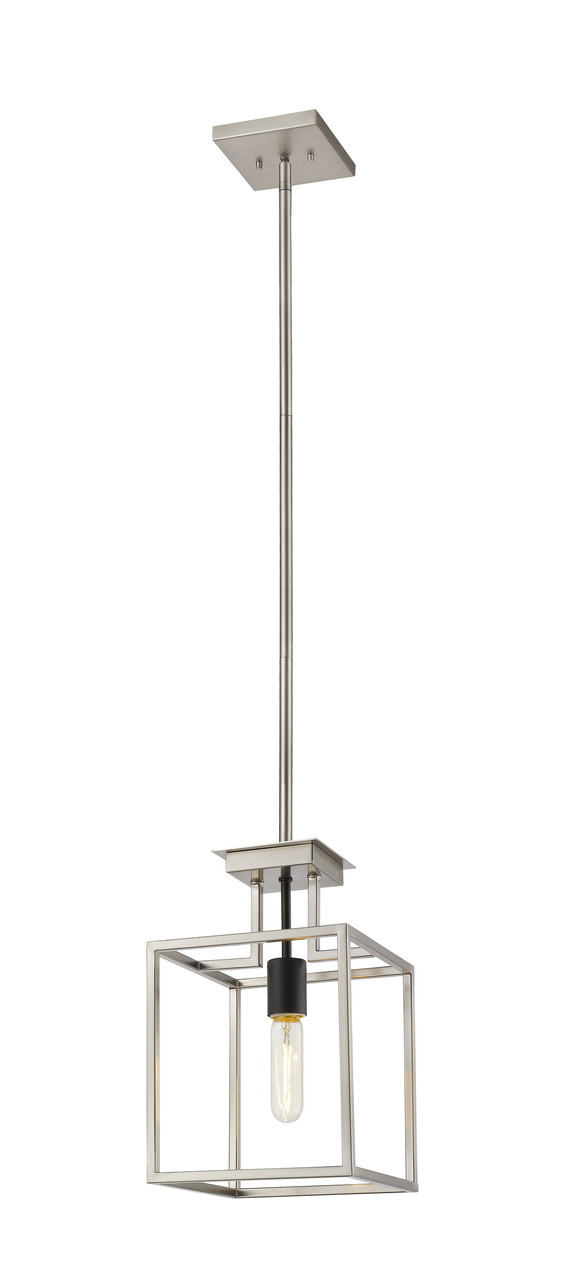 Z-LITE 456MP-BN-BK 1 Light Mini Pendant, Brushed Nickel + Black