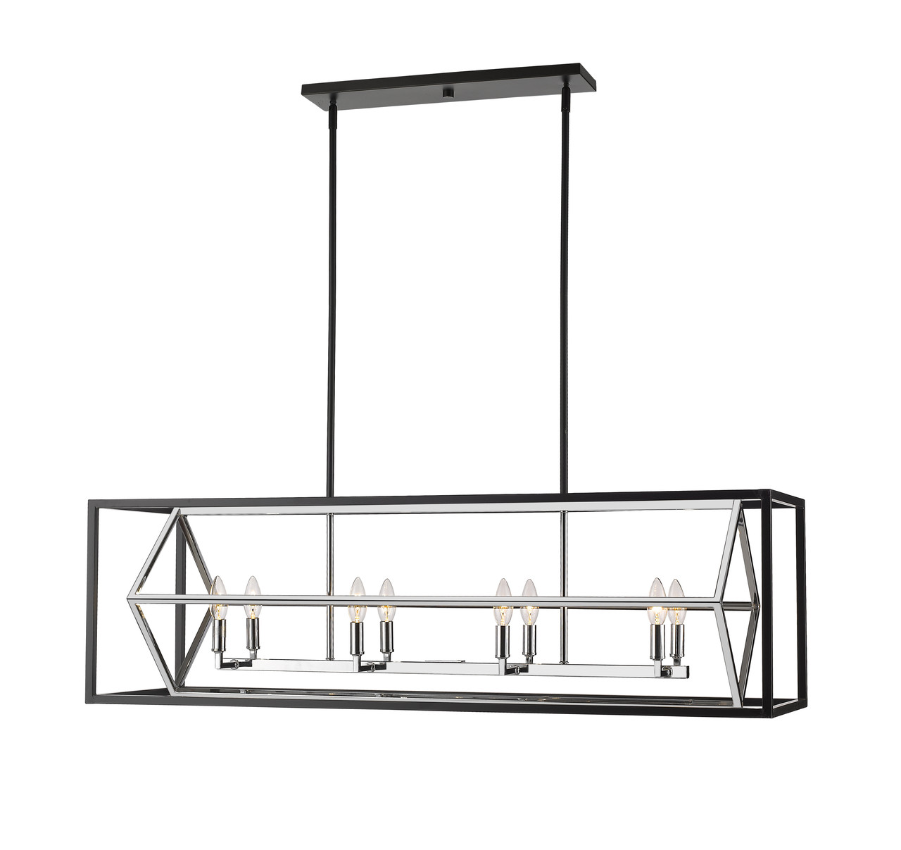 Z-LITE 457-8L-CH-MB 8 Light Island/Billiard Light Fixture, Chrome + Matte Black