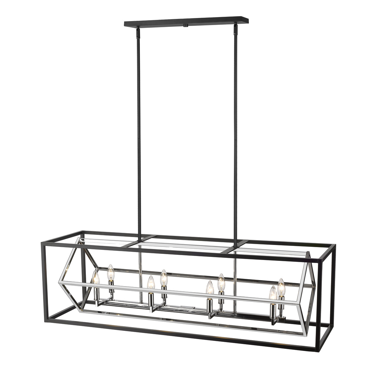 Z-LITE 457-8L-CH-MB 8 Light Island/Billiard Light Fixture, Chrome + Matte Black