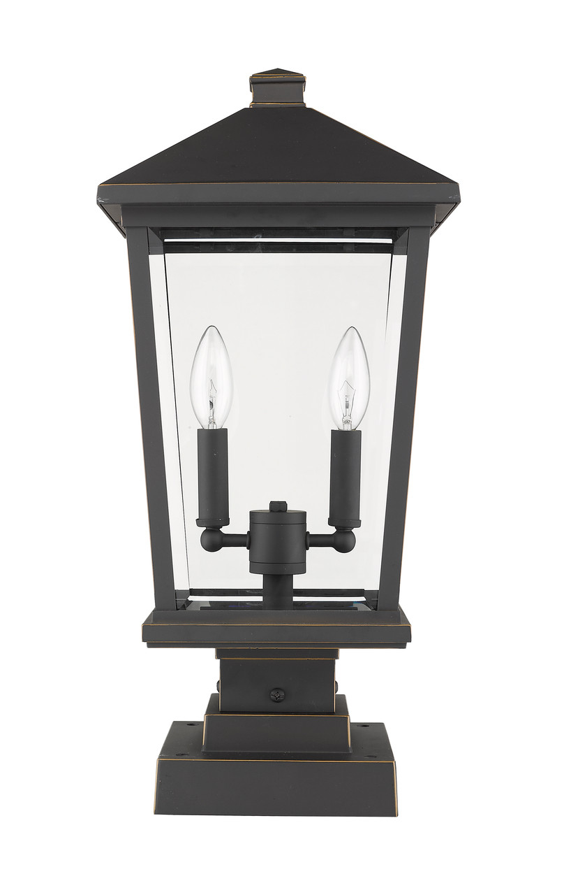 Z-LITE 568PHBS-SQPM-ORB 2 Light Outdoor Pier Mounted Fixture