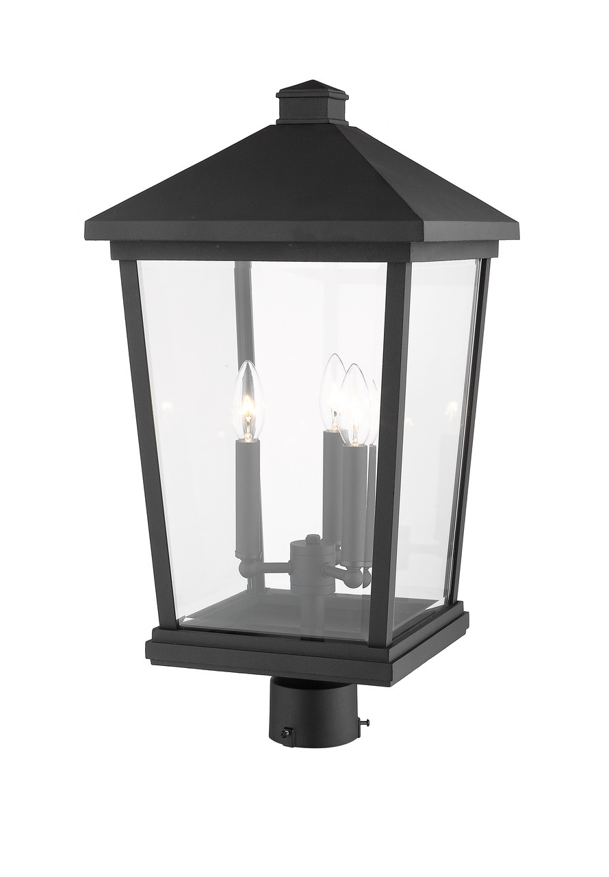 Z-LITE 568PHXLR-BK 3 Light Outdoor Post Mount Fixture